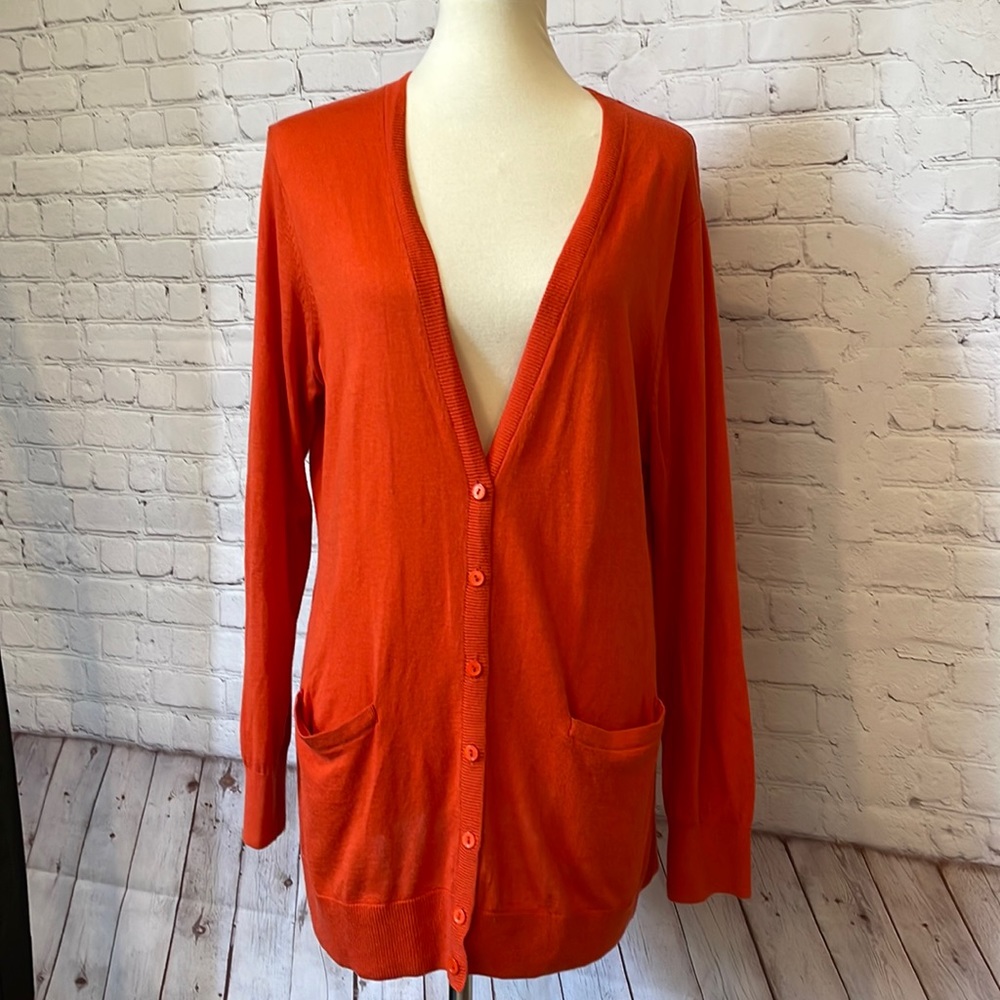 Nordstrom Collection orange cardigan size XL